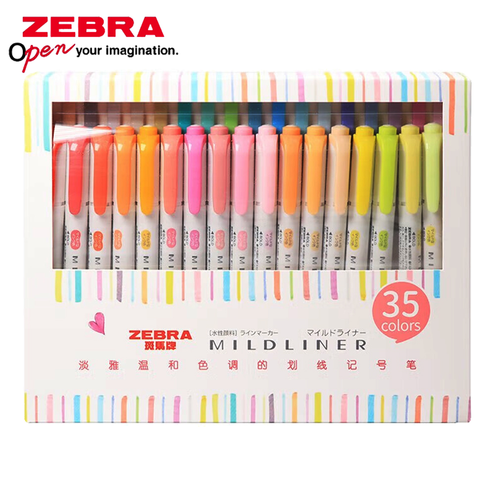 Pastel Highlighter Set Double Ended - Ensemble de 35 couleurs zèbre Mildliner