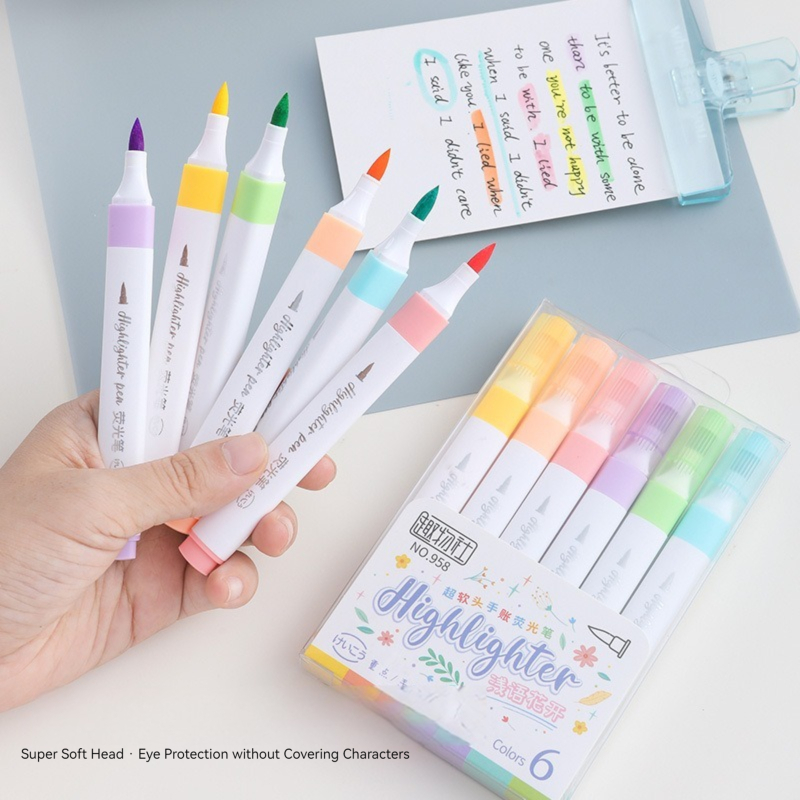 Pastel Highlighter Set Double Ended - Ensemble de stylos surligneurs de couleur