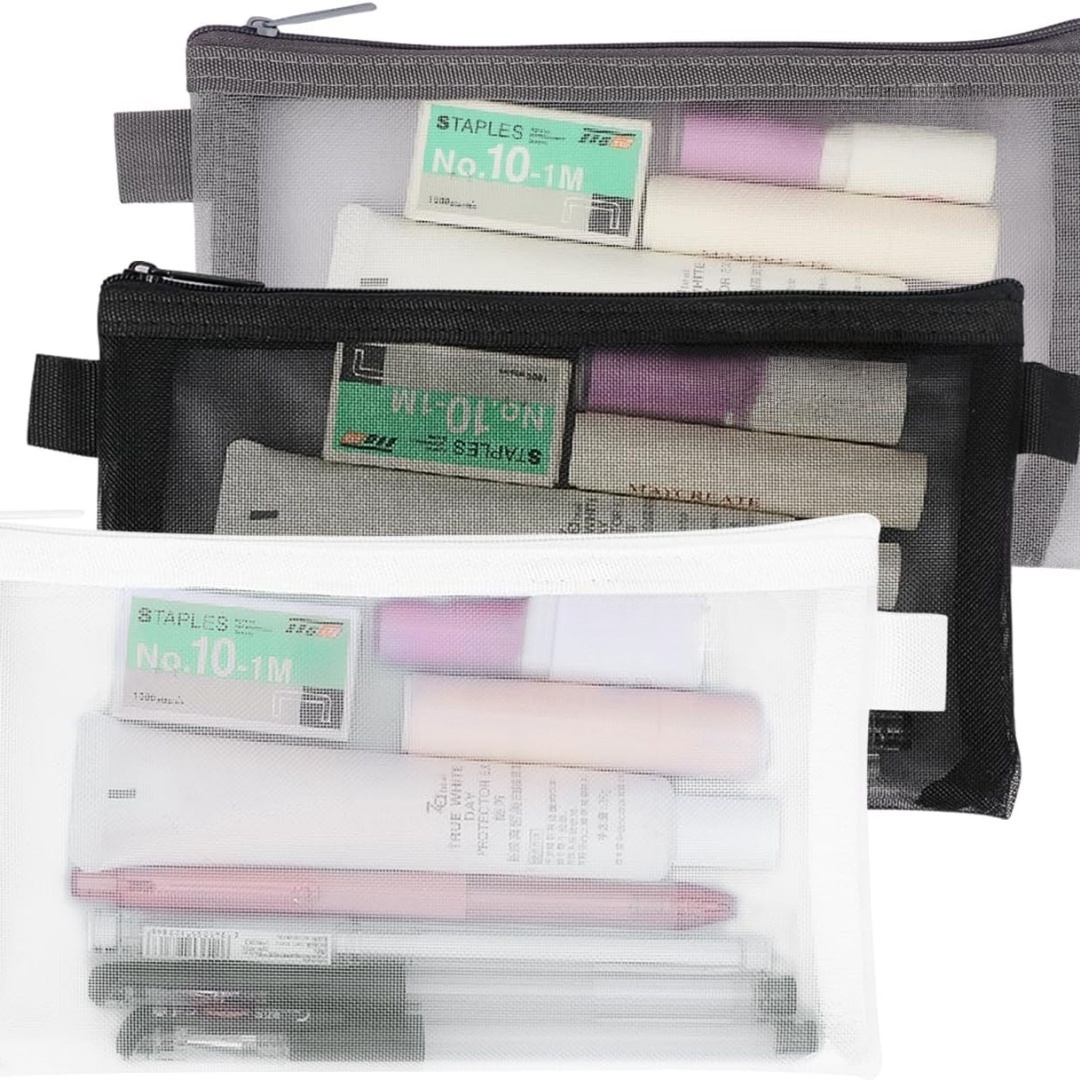 Clear Mesh Pencil Pouch For Exam - Pochette de papeterie de bureau Portable,