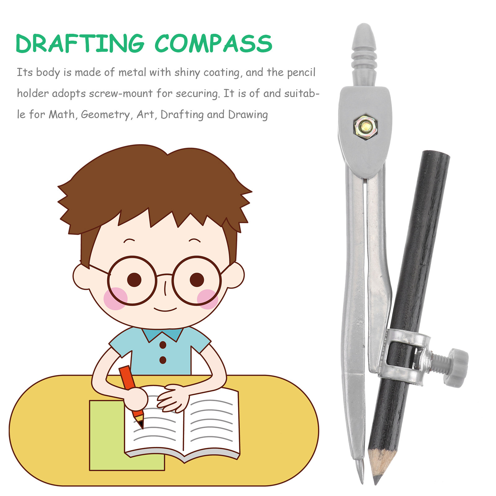 Compas professionnel en métal, - Math Geometry Set With Compass avis et prix