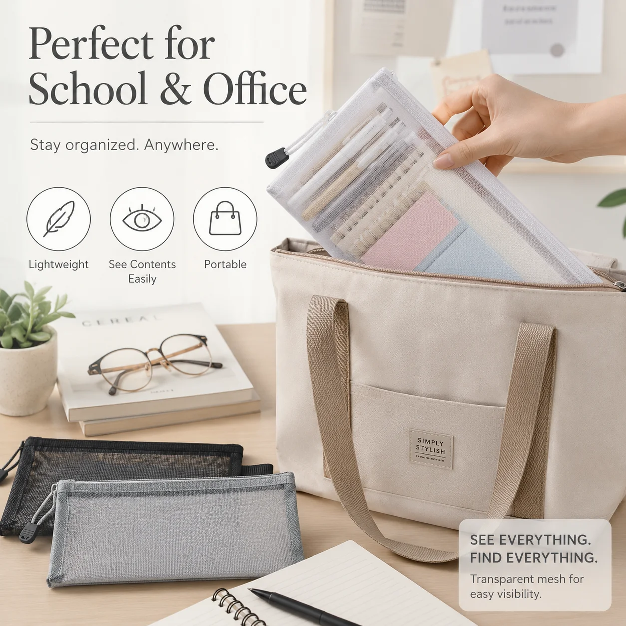 Sac à crayons en maille transp - Clear Mesh Pencil Pouch For Exam avis et prix